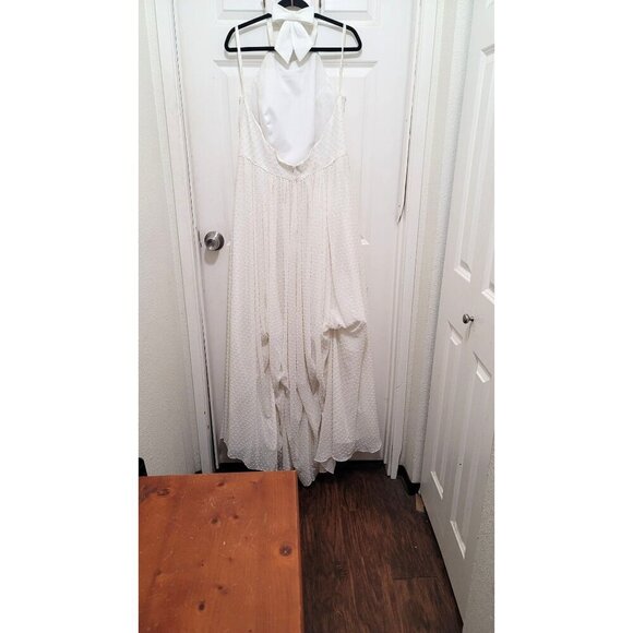 Galina plus size wedding dress Halter Neck  With Bow Back & Polka Dot Texture Si - Picture 3 of 14